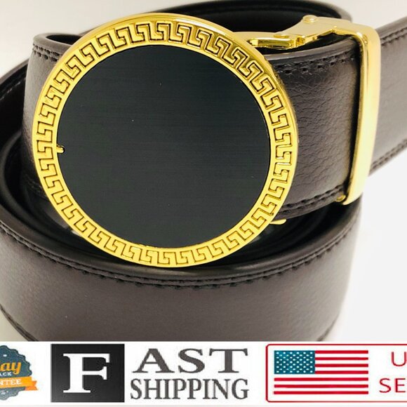 Dark Coffee Belt Automatic Buckle Slide Belts No Hole Strep Ratchet Leather 2025 - Picture 2 of 3